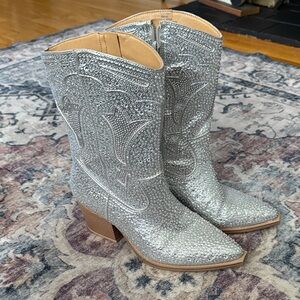Silver Embellished Women's Cowboy Boots